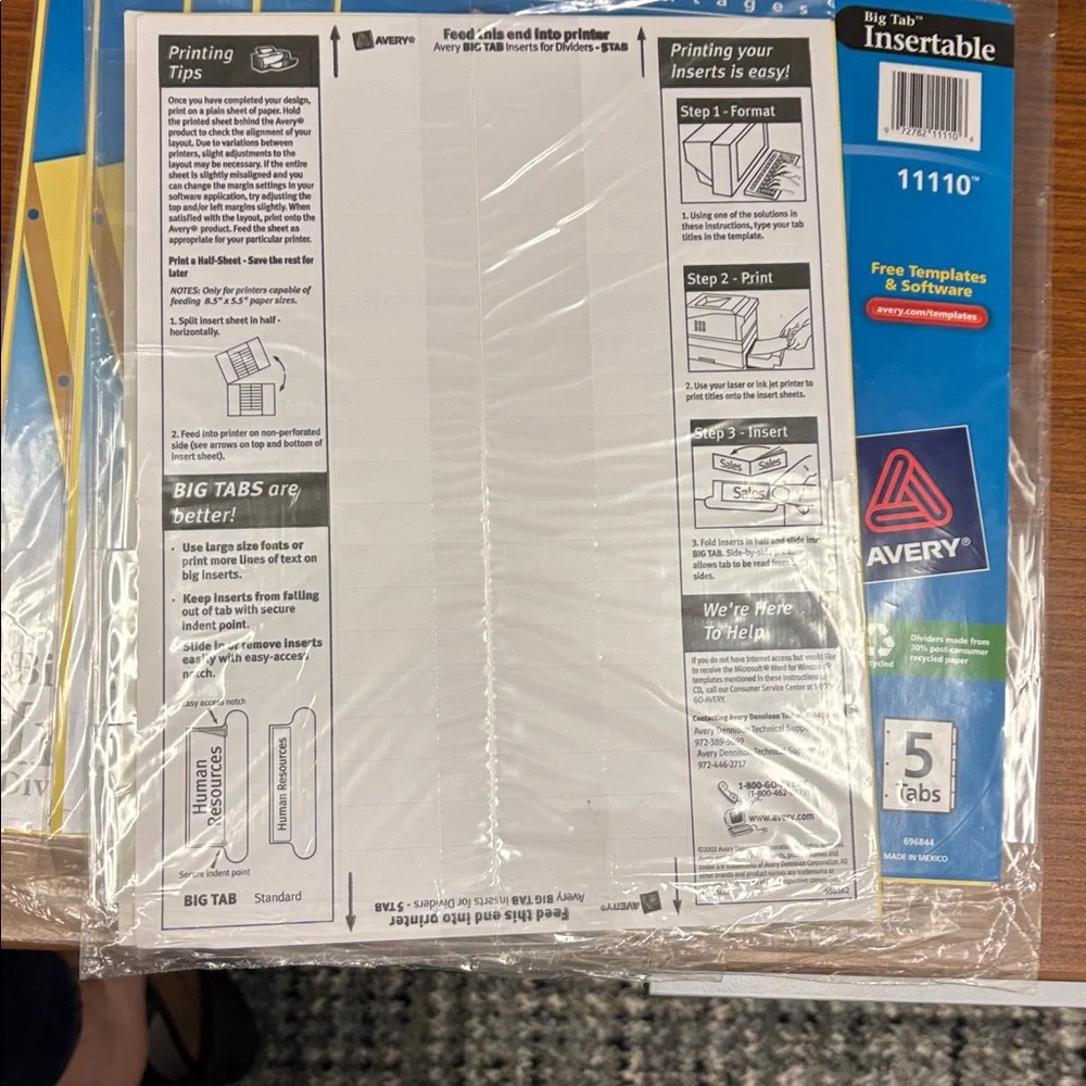 Avery Big Tab Insertable Dividers - Bright Yellow - 6 packages